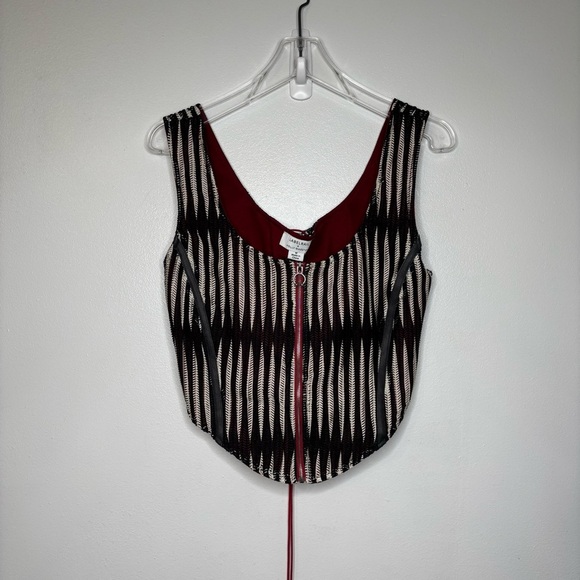 Labelrail x Holly Marston Corset Top Women’s M Black Red Textured Zip Medium - Picture 8 of 13